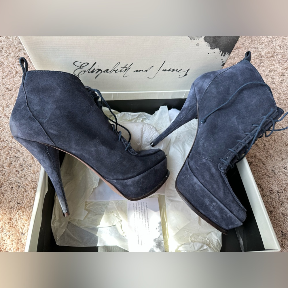 Elizabeth and James blue lace up suede boots - Picture 4 of 5